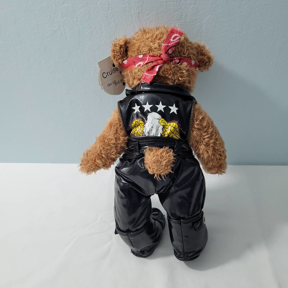 H.J. Hugs Biker Stuff Brown Bear Plush in Faux Leather Jumpsuit & Boots 3223-3 - Picture 3 of 7